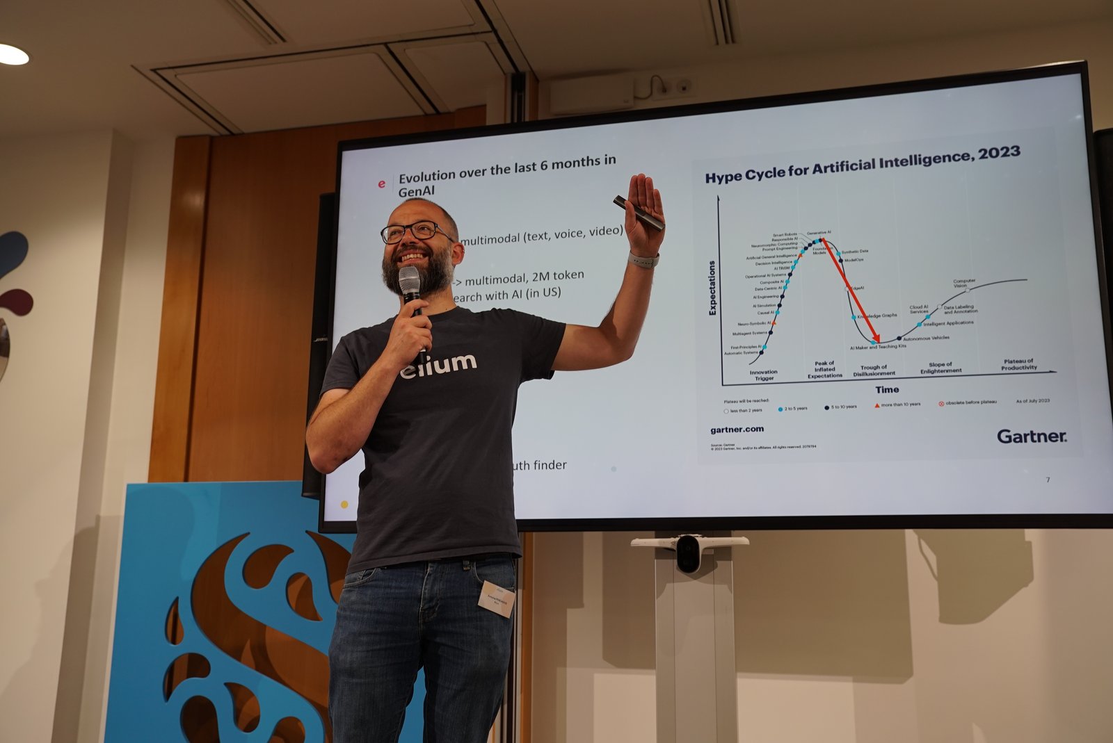 A talk on generative AI at a customer event