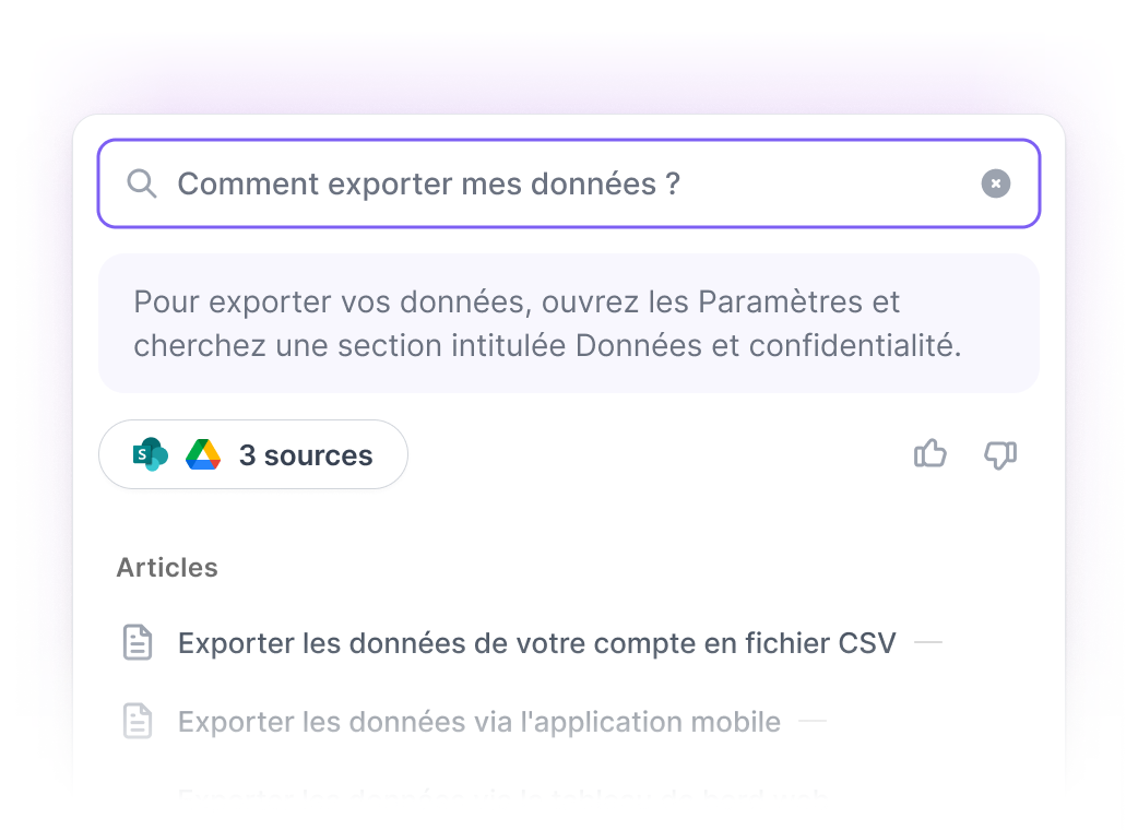 Des réponses, avec leurs sources