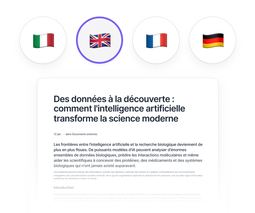 Un article servi en plusieurs langues