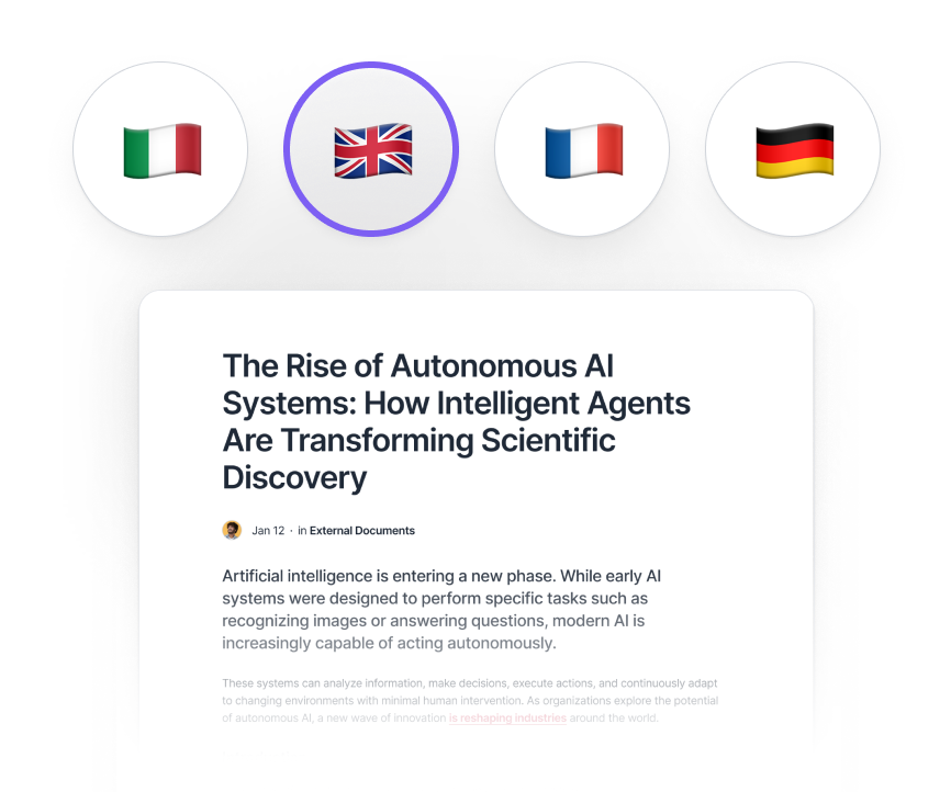 One article served in several languages