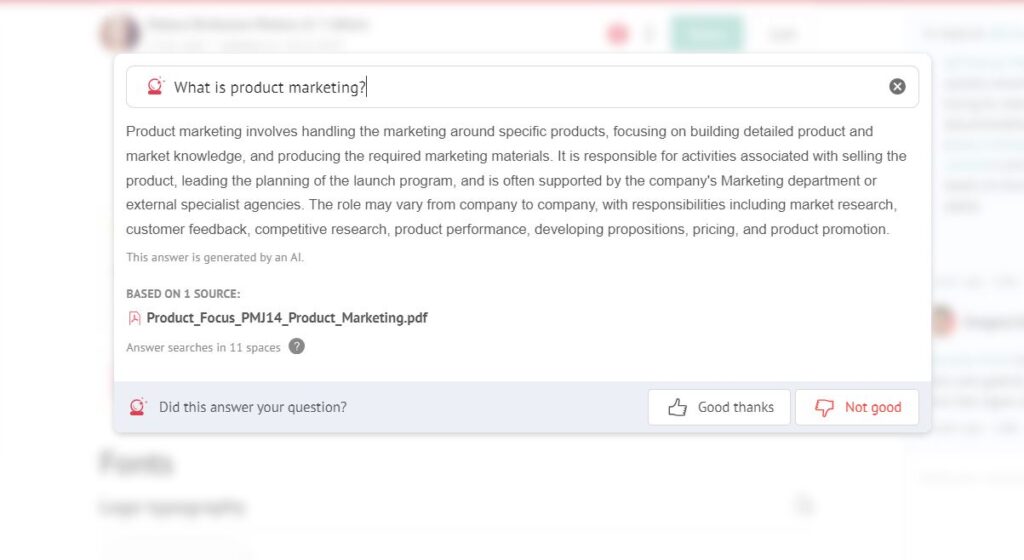 Answer AI dans Elium donne une réponse instantanée à partir de fichiers et de vidéos