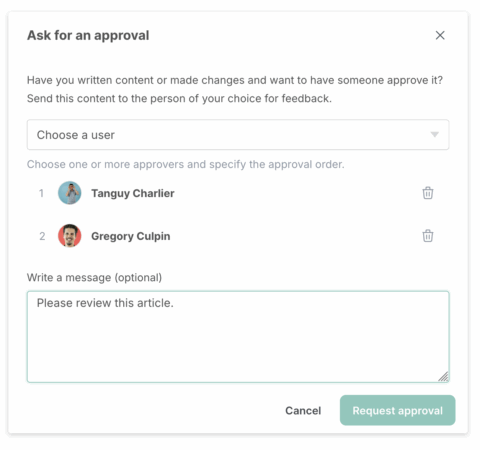 Workflow d’approbation multi-étapes sur un article Elium