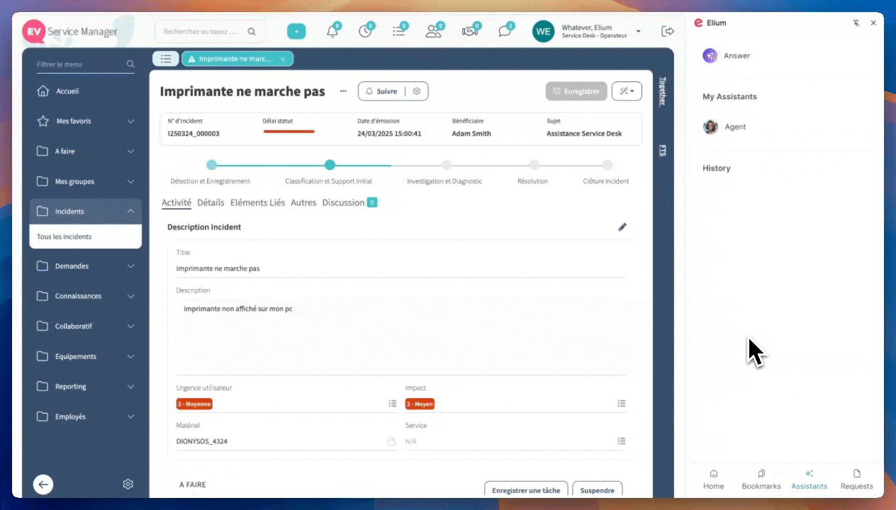 Interroger un Smart Assistant Elium depuis un ticket de support