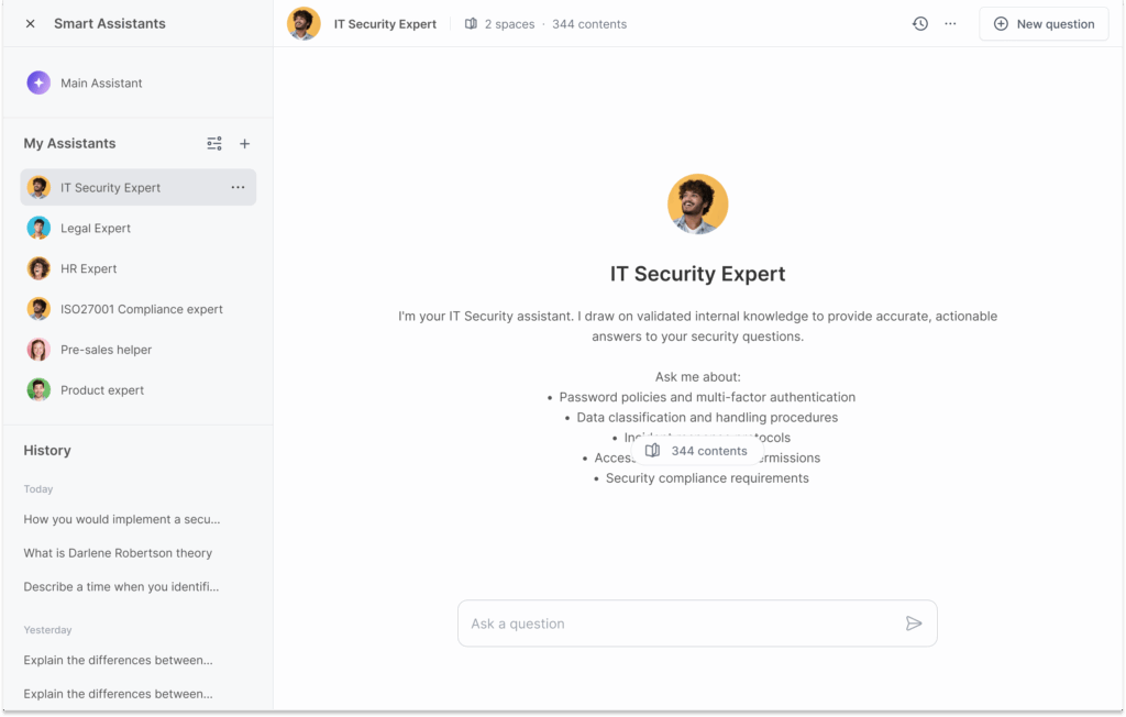 Les Smart Assistants d’Elium répondent à une question avec les sources de la base de connaissances